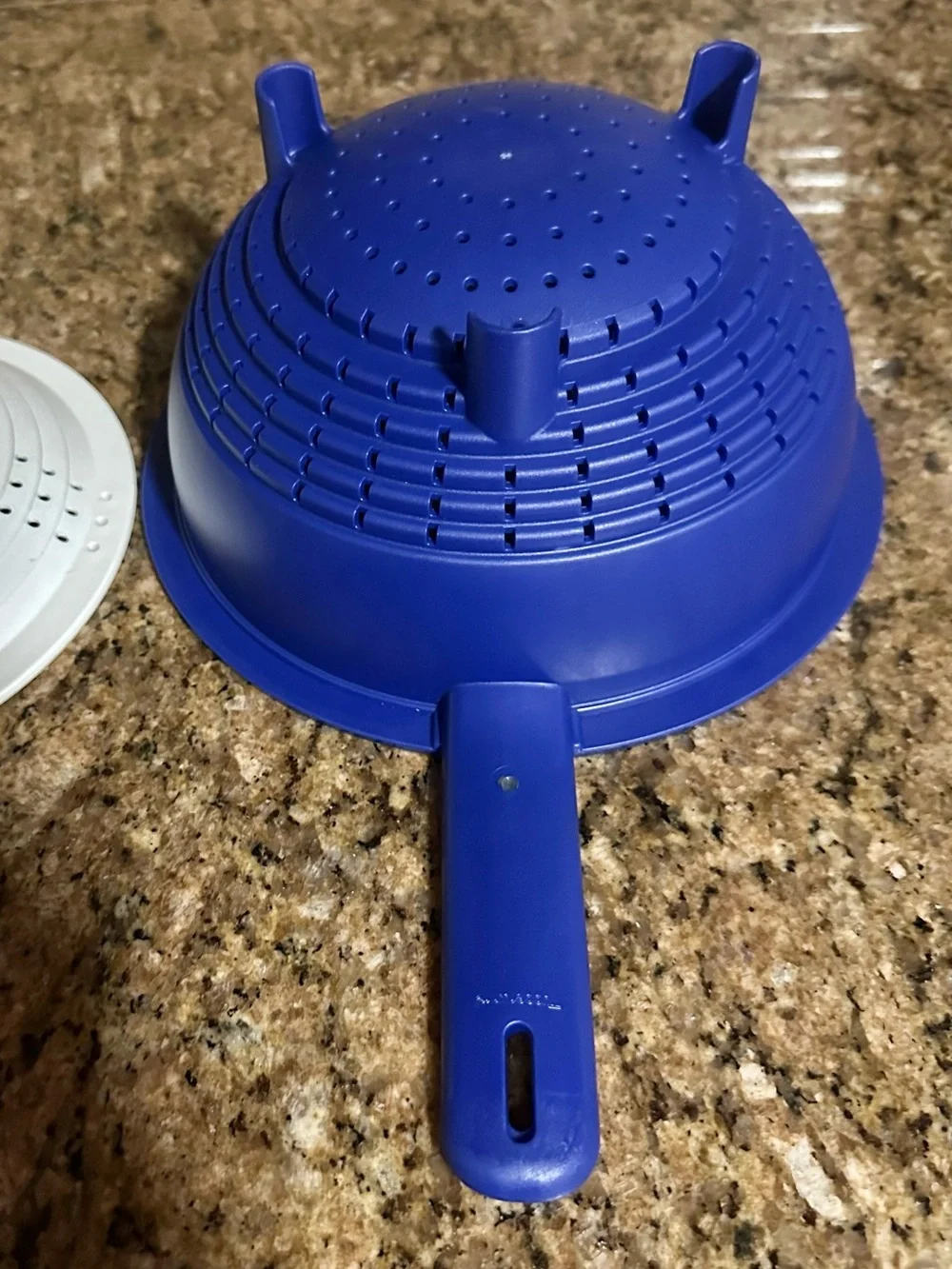 Tupperware Double Colander ~ set of 2 with Handle ~ Cobalt Blue